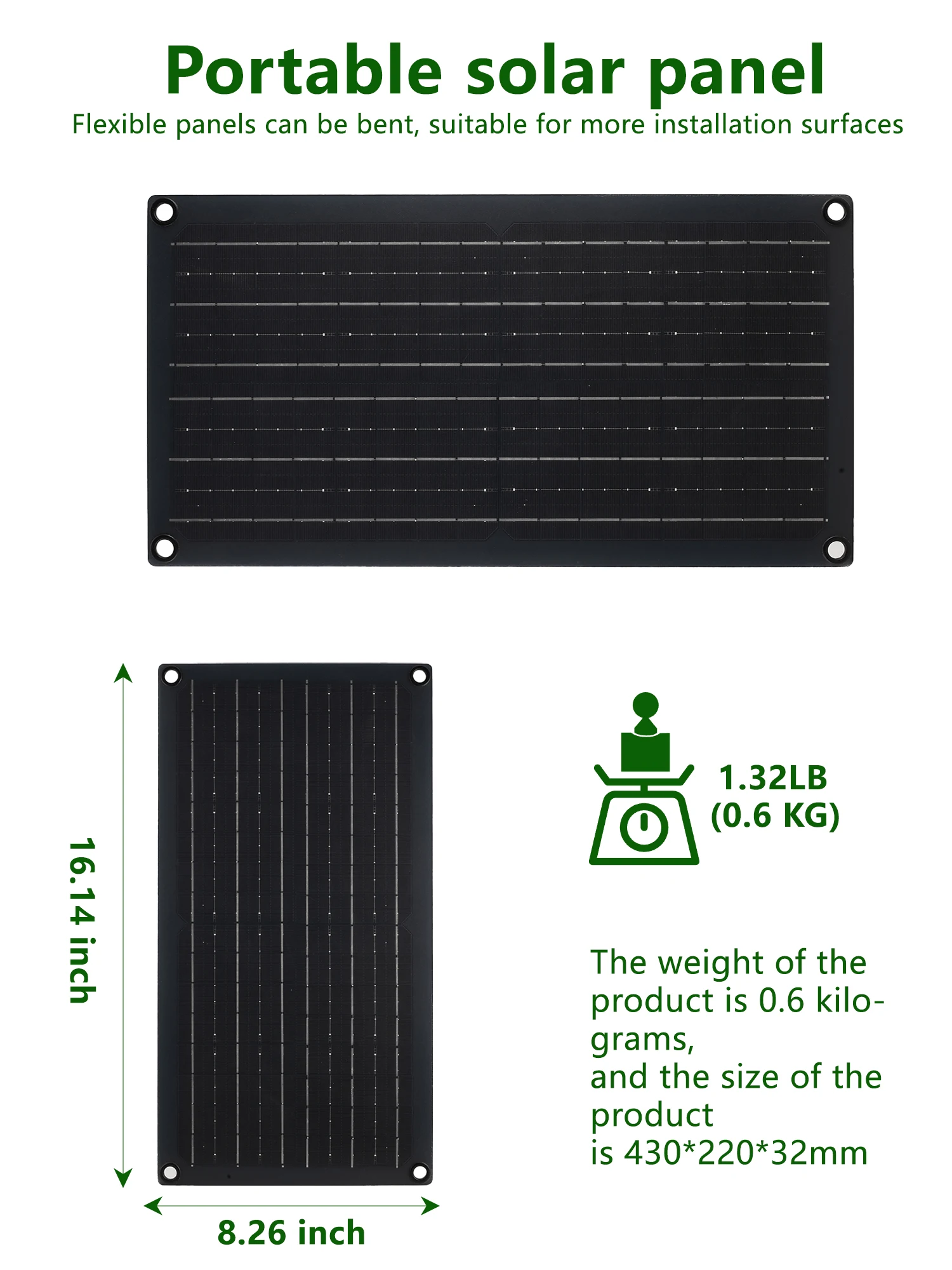 ELEGEEK 16W-160W Mono Flexible Solar Panel USB 5V DC 12V W/ 60A Controller Type-C for Phone 12V Battery Camping