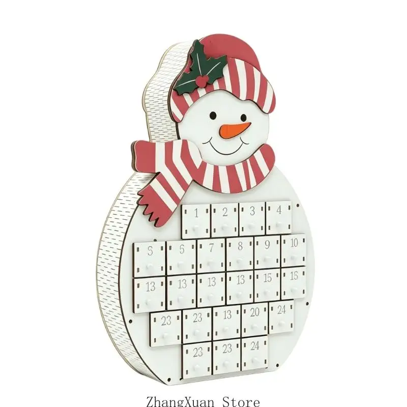 Holz-Schubladenkalender für Feiertage, 24 nummerierte Fächer für Weihnachtsleckereien und saisonale Anzeige Dezember, 3 x – Detail 3
