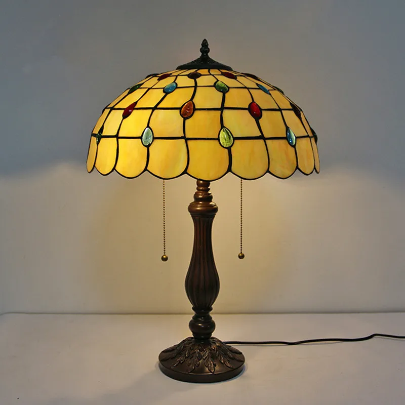 European-Style Pastoral Hotel Lobby Room Lights Living Room Dining Room Bedroom Bedside Tiffany Peacock Glass Table Lamps