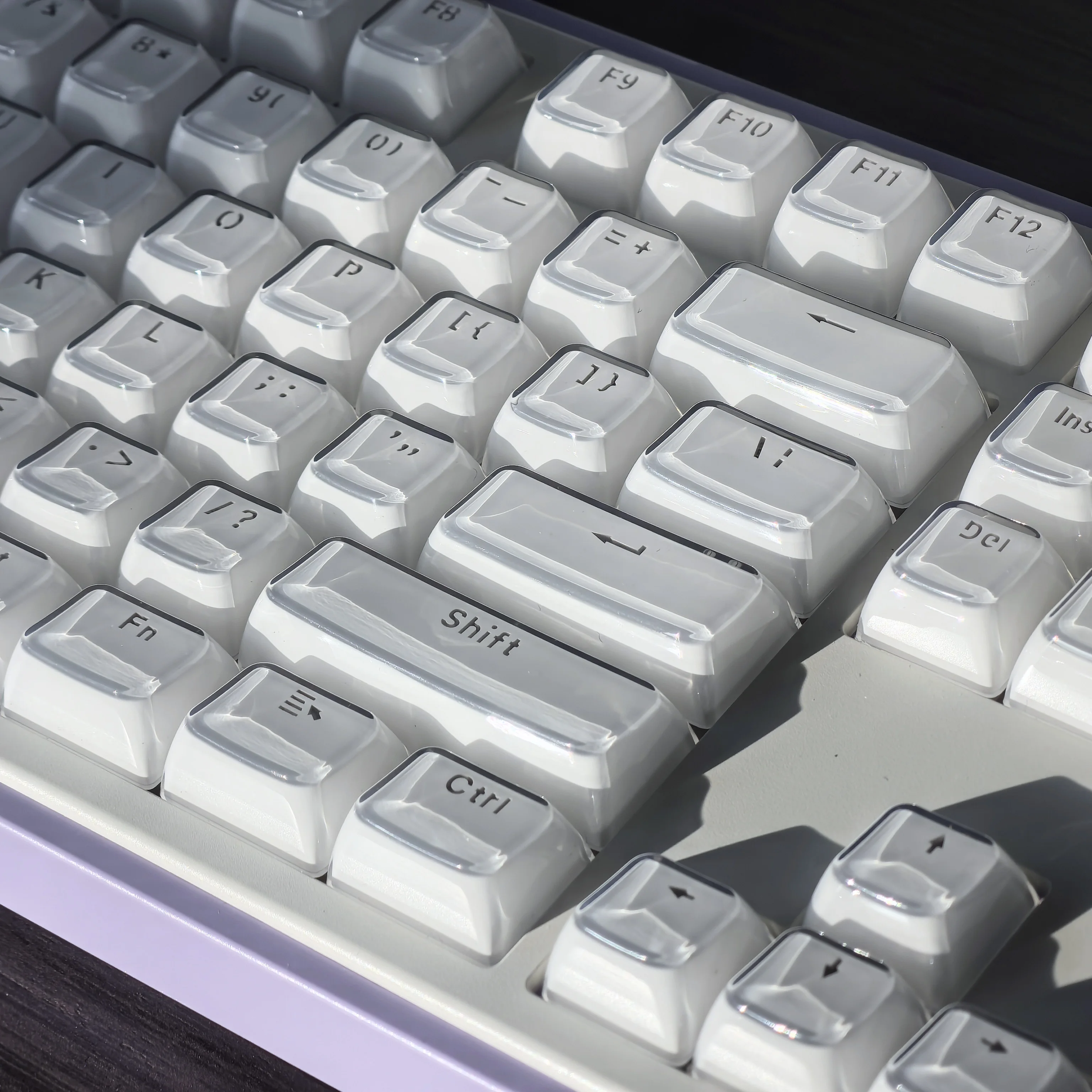 Teclas de gelatina con textura de cristal, teclas de teclado personalizadas translúcidas con carácter Oem, blanco, rosa, azul y morado, 136 teclas
