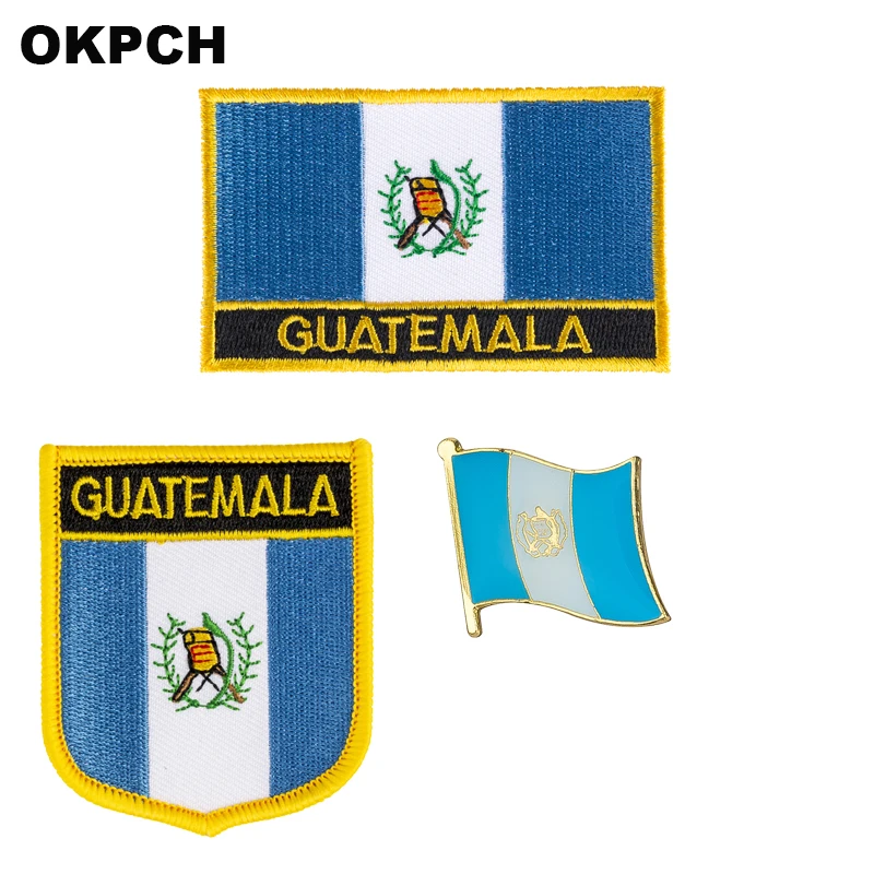 Guatemala National Flag Embroidered Iron on Patches for Clothing Metal badges PT0130-3