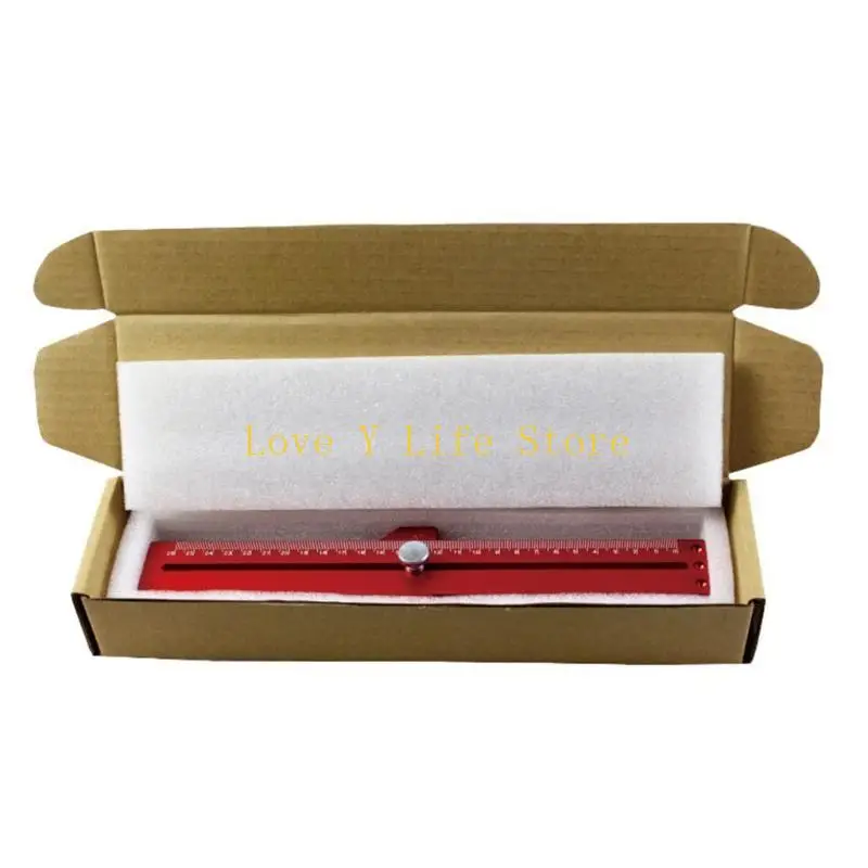 L74C مسطرة كتابة عملية من النوع T من سبائك الألومنيوم رسم خطي 45/90 درجة قياس الثقب لتحديد المواقع أدوات النجارة