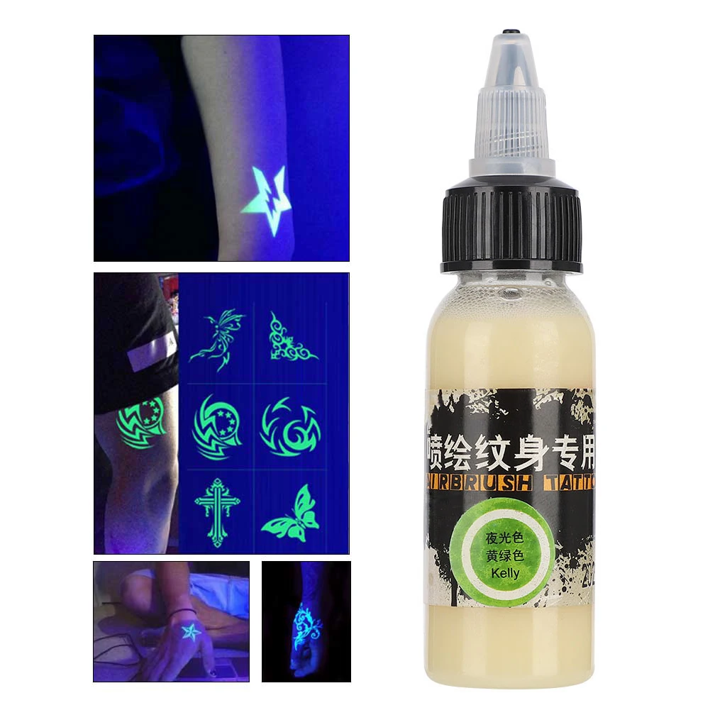 30Ml Wegwerp Tijdelijke Fluorescerende Tattoo Inkt Professionele Lichaamskleurige Tekening Airbrushtattoo Pigment Kunstenaar Levert Tools