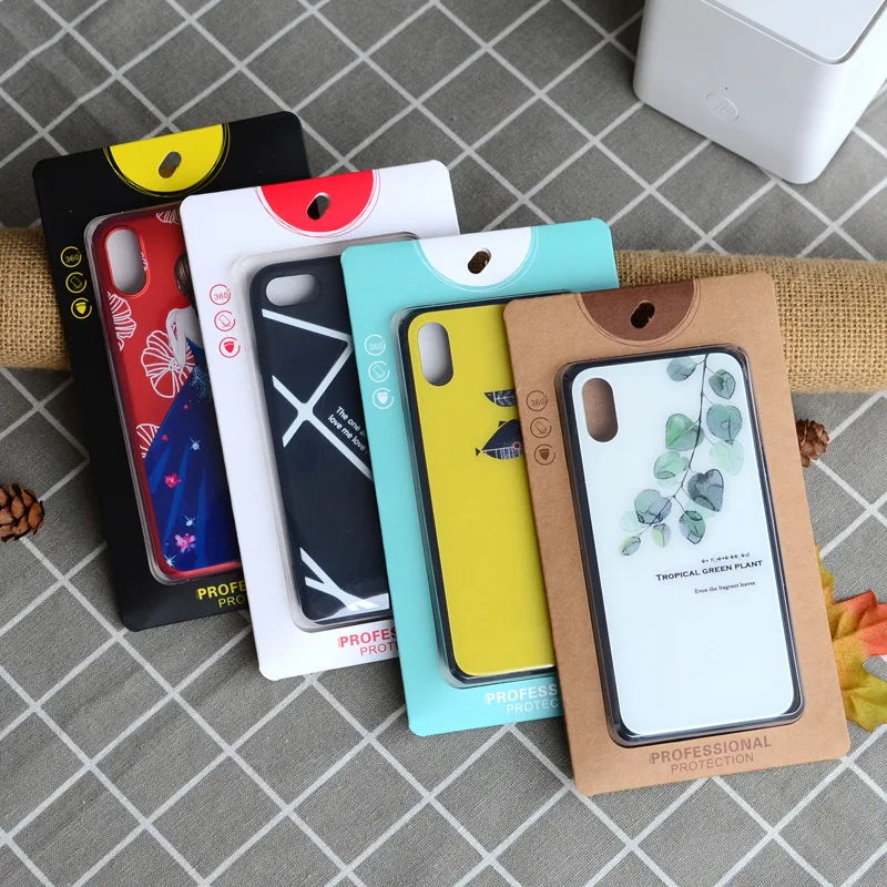 Phone Case Packaging Box, Color Cardboard Paper Window, PVC Blister, Universal Phone Cover Box, 50Pcs