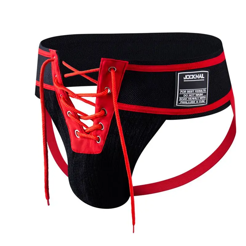 Jockmail-Tanga Sexy para hombre, suspensorio con cordones, color verde camuflaje, pretina de 3,15 pulgadas, ropa interior Gay abierta