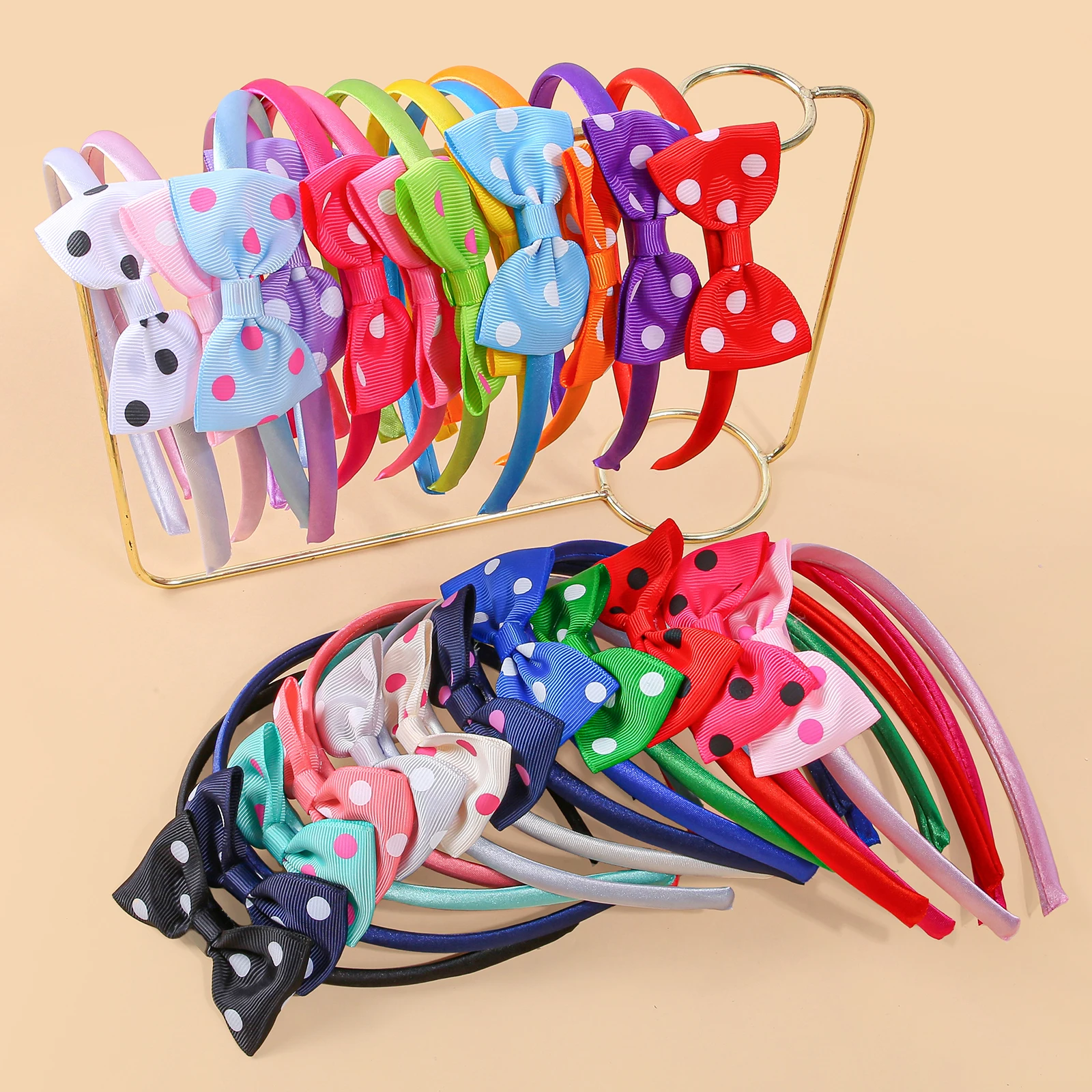 

6/24 шт., повязки на голову с бантом в горошек для девочек, милые модные милые обручи для волос, головные уборы для детей, женские декоративные аксессуары для волос