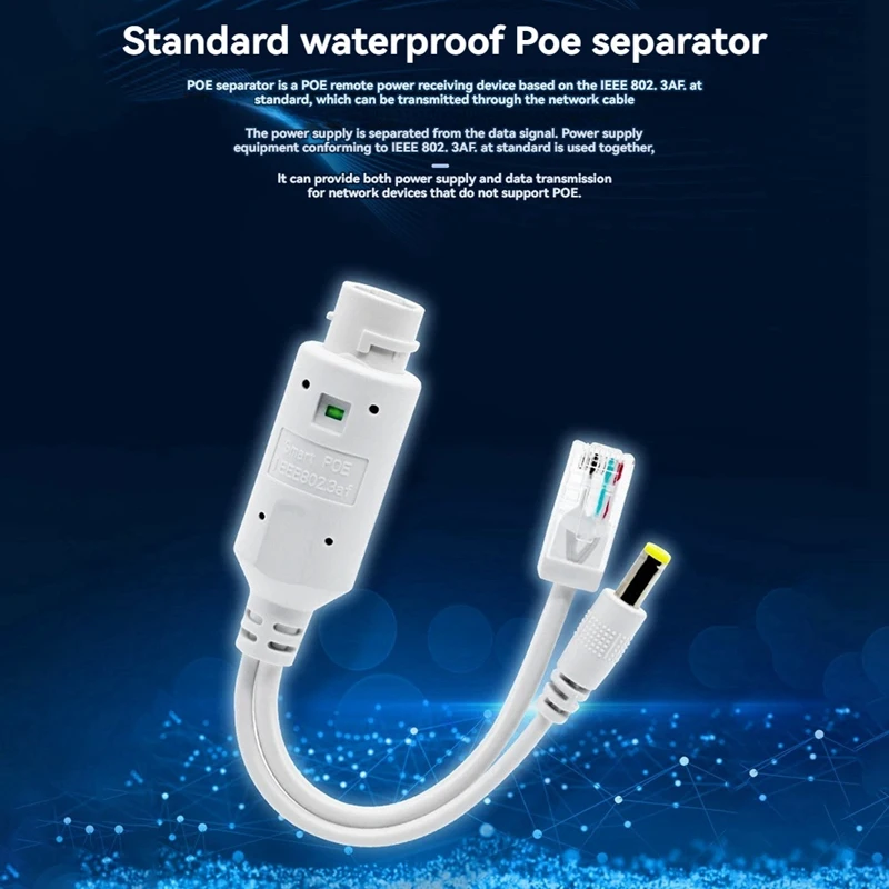 48V To 12V POE Splitter Waterproof With Video And Power Adapter Cable Supply Module For IP Camera Extender