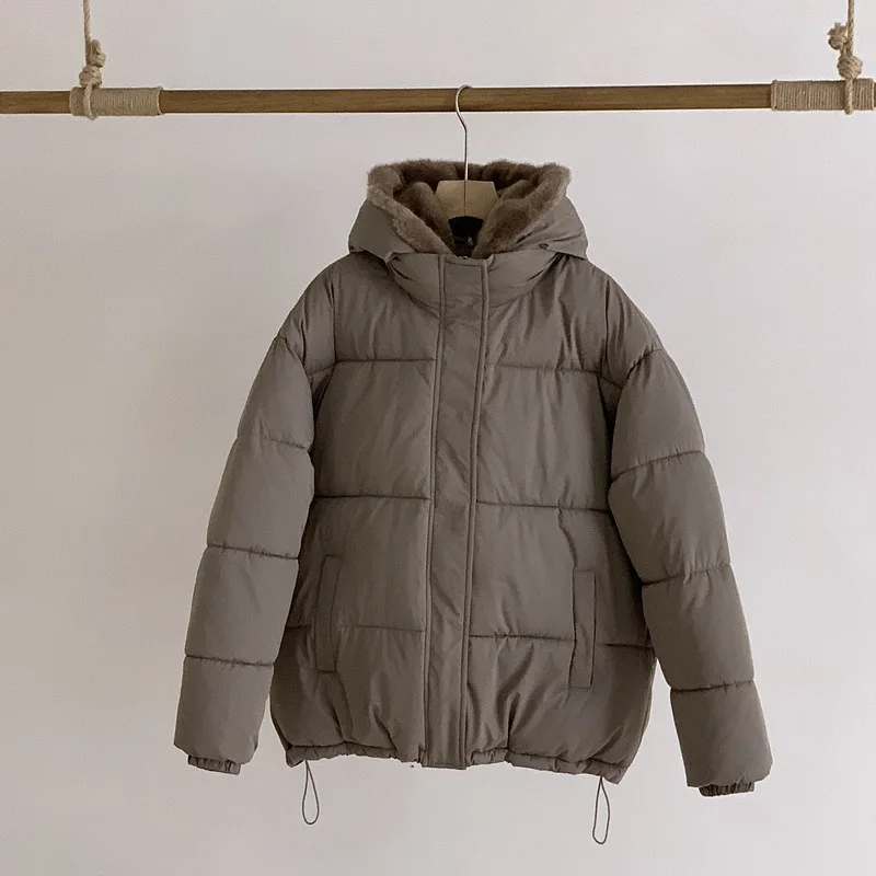 Mit kapuze Unten Jacke Für Frauen Winter Neue Koreanische Mode Abnehmbare Große Pelz Kragen Taille Verdickt Stepp Mantel Frauen Kleidung