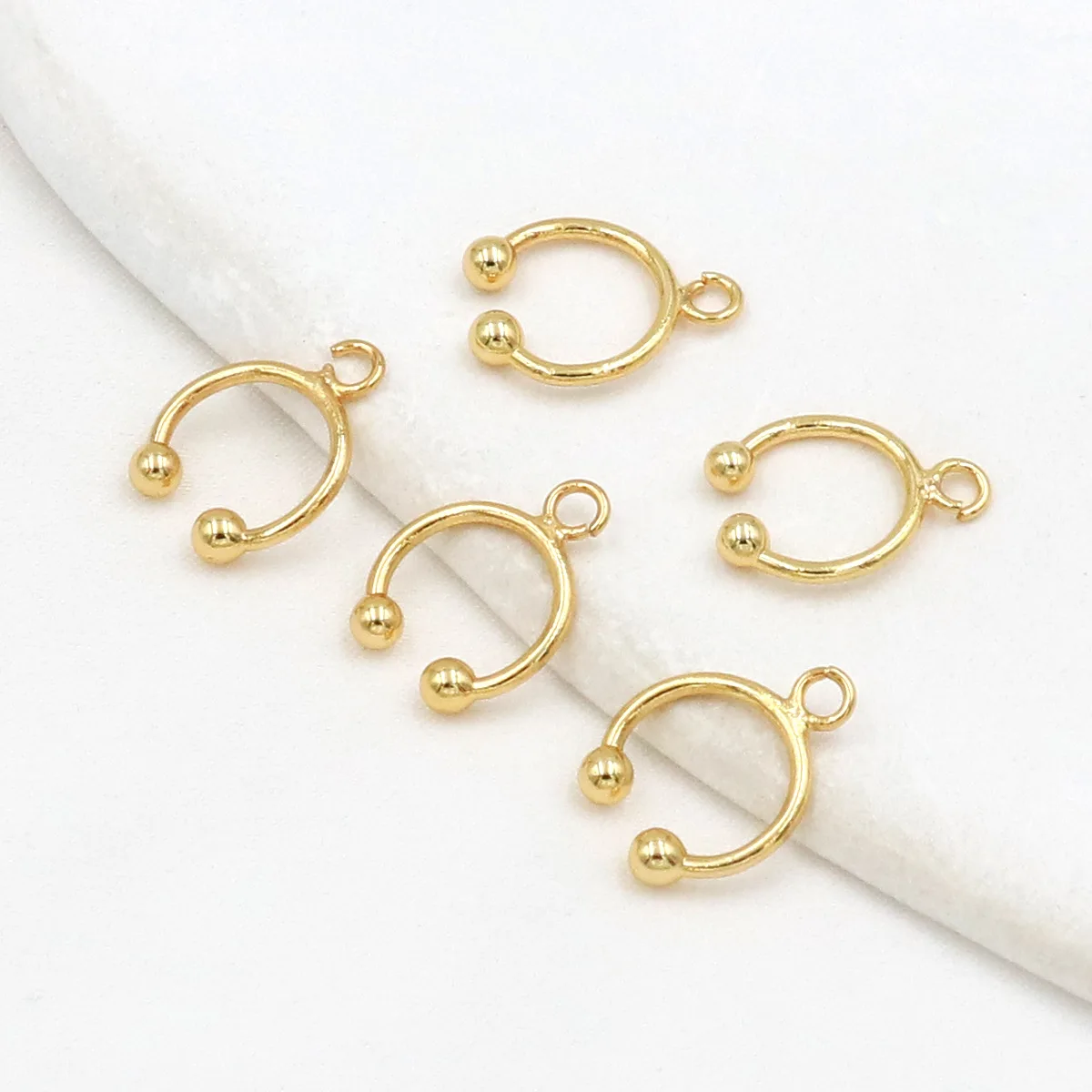 5 Stück/Set 18K Goldfarben Beschichtete Kupfer-Kugelohrringe mit Öse für DIY-Ohrringe, Fake-Knorpel-Ohrclips, Schmuckherstellung – Detail 3