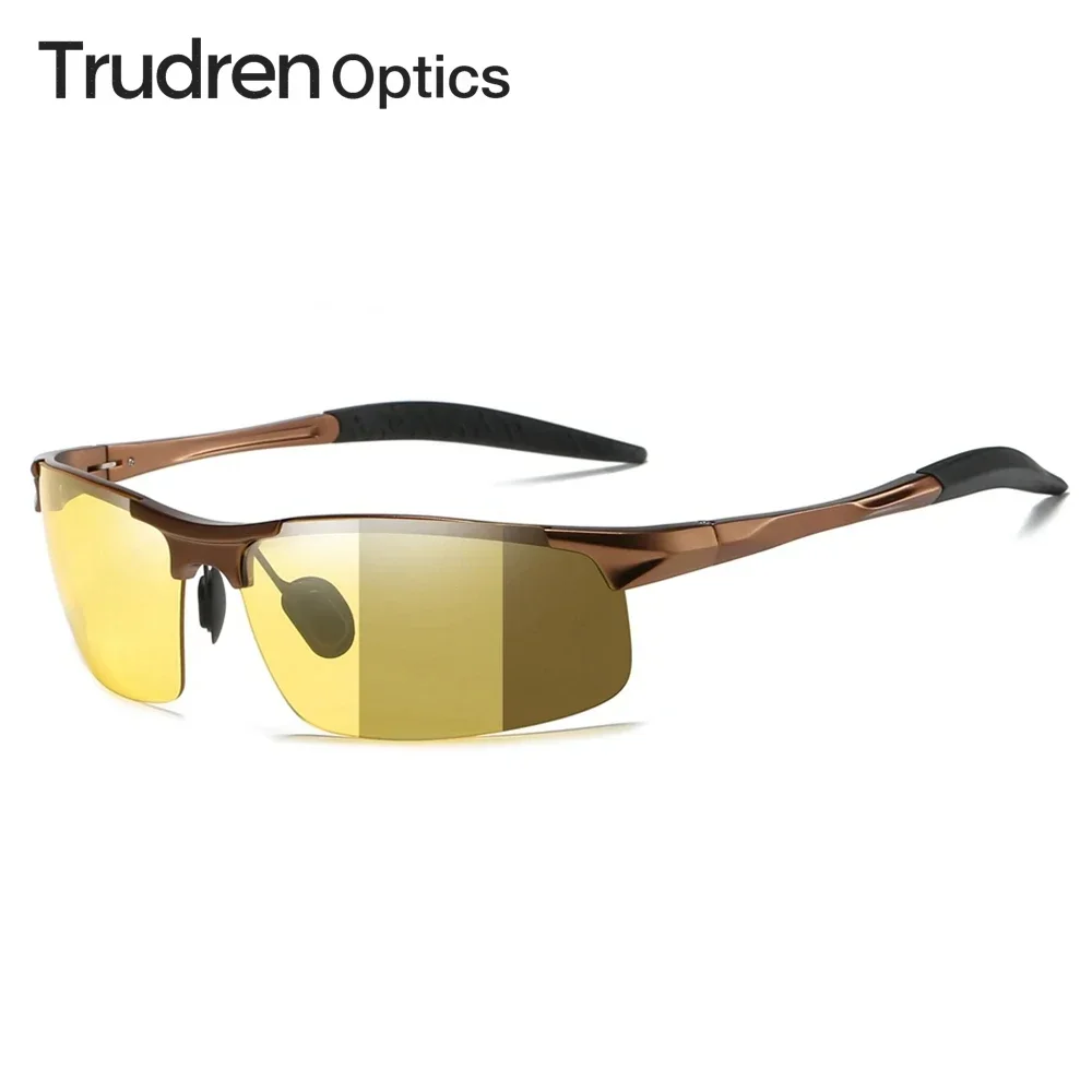 Trudren Aluminum Sport Photochromic Polarized Sunglasses for Men Motorcycle Riding Goggles Day Night Vision Driving Glasses 5933