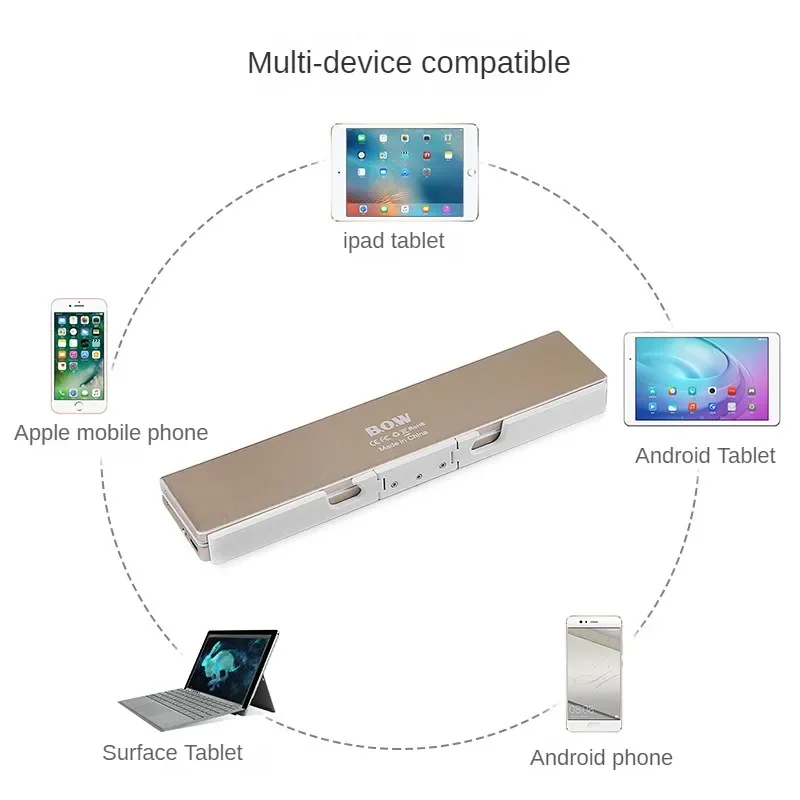 Imagem -04 - Arco Dobrável Teclado Bluetooth Recarregável Mini Dobrável Teclado sem Fio Teclado de Alumínio com Suporte para Telefone