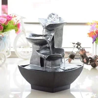 Crystal Ball Flowing Decoration Table Rockery Fountain Feng Waterfall Shui Water Ornaments Sound Desktop Indoor Table Desk