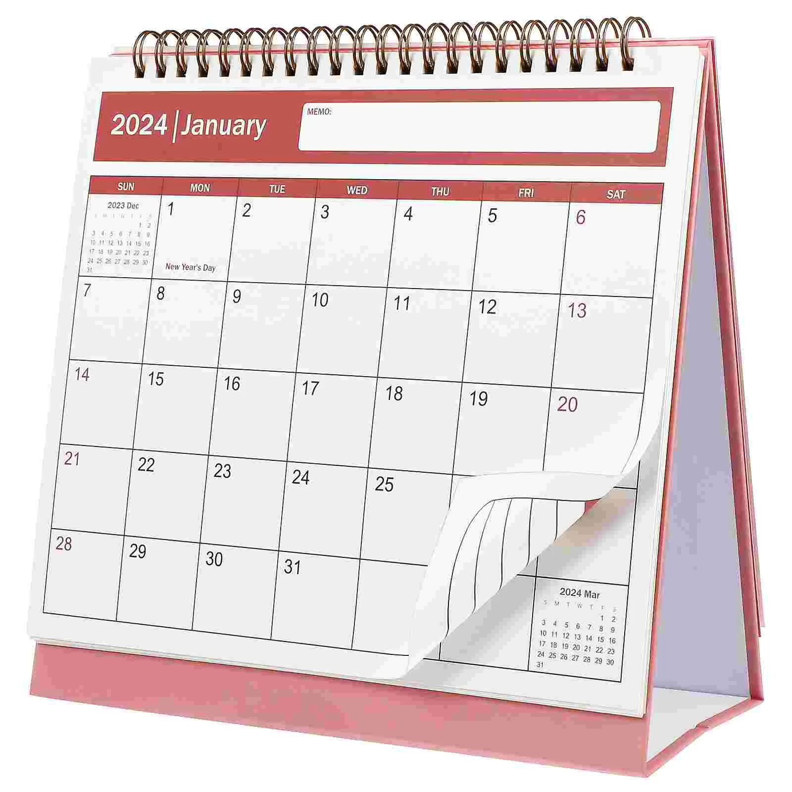 Jan 2024-jun Tisch kalender Notiz blöcke Planer Monats kalender dickes Papier Schreibtisch kalender (rosa)