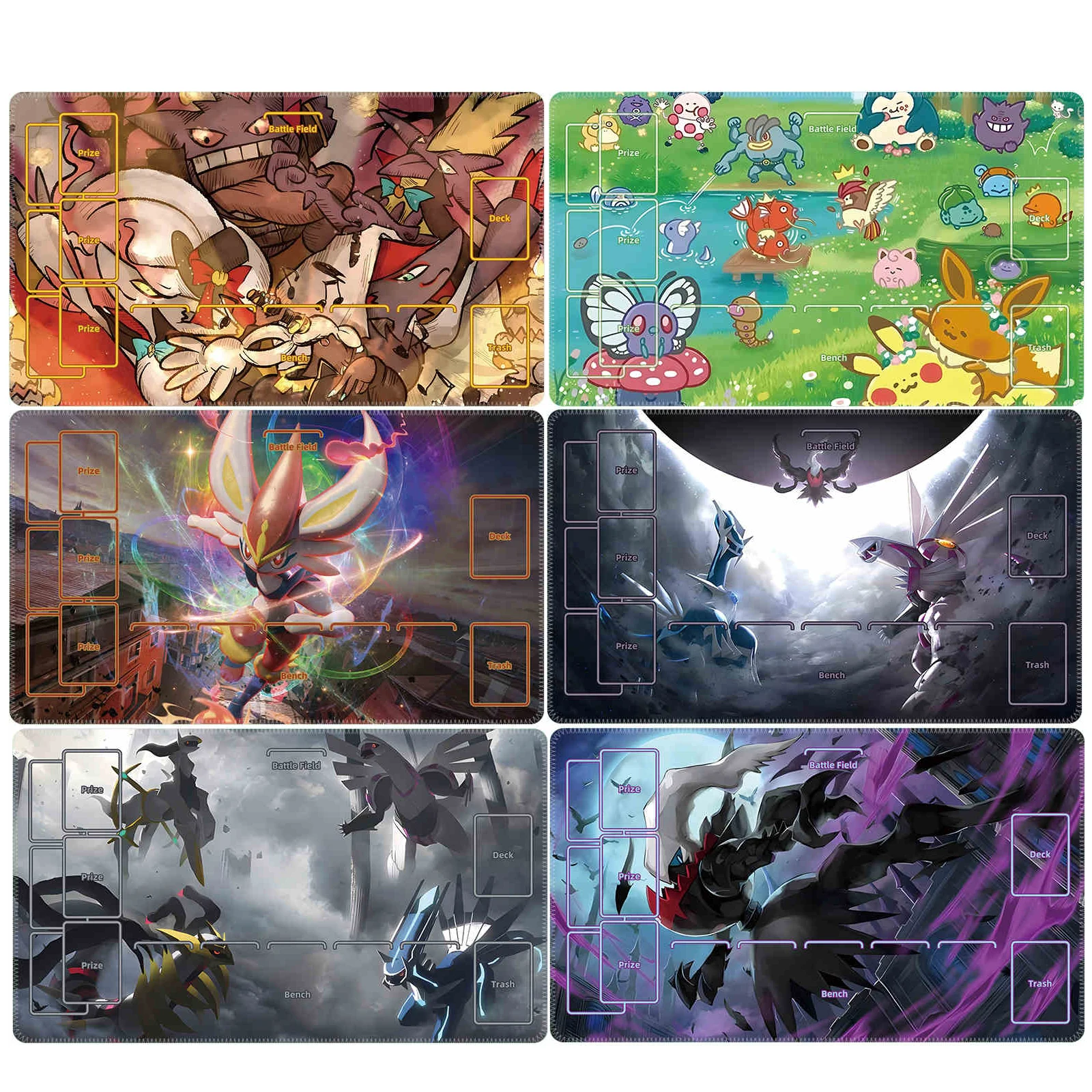 600X350X2Mm Ptcg Gengar Lucario Card Battle Mat Ptcg Arceus Single Player Board Game Card Battle Table Mat Anime Cards Gift Toys