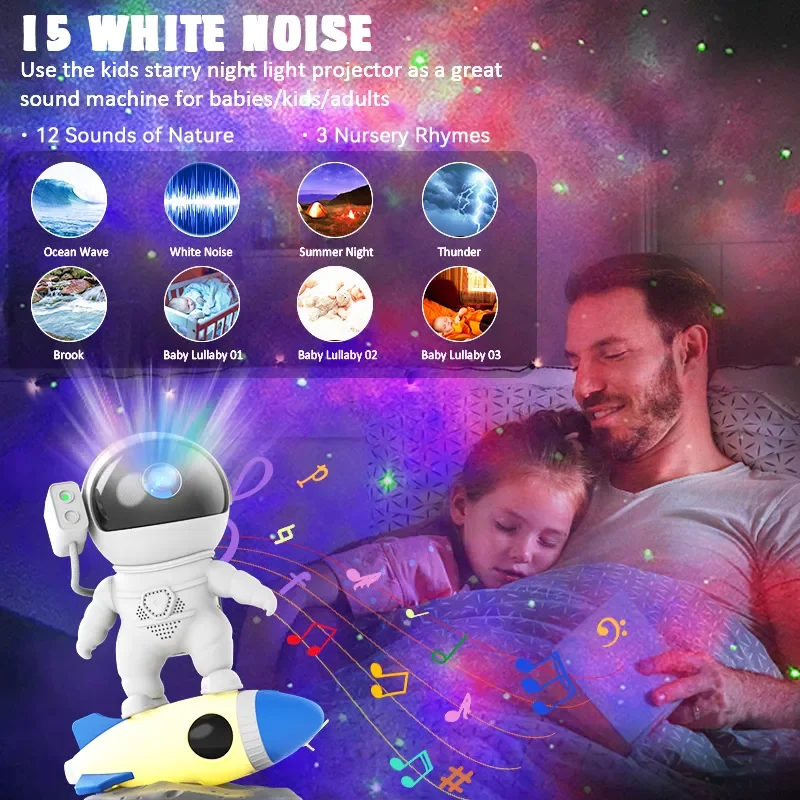 Kinderen Raket Astronaut Ster Projector Nachtlampje Met Afstandsbediening 360 Verstelbare Ontwerp Nevel Galaxy Verlichting Voor Kinderen