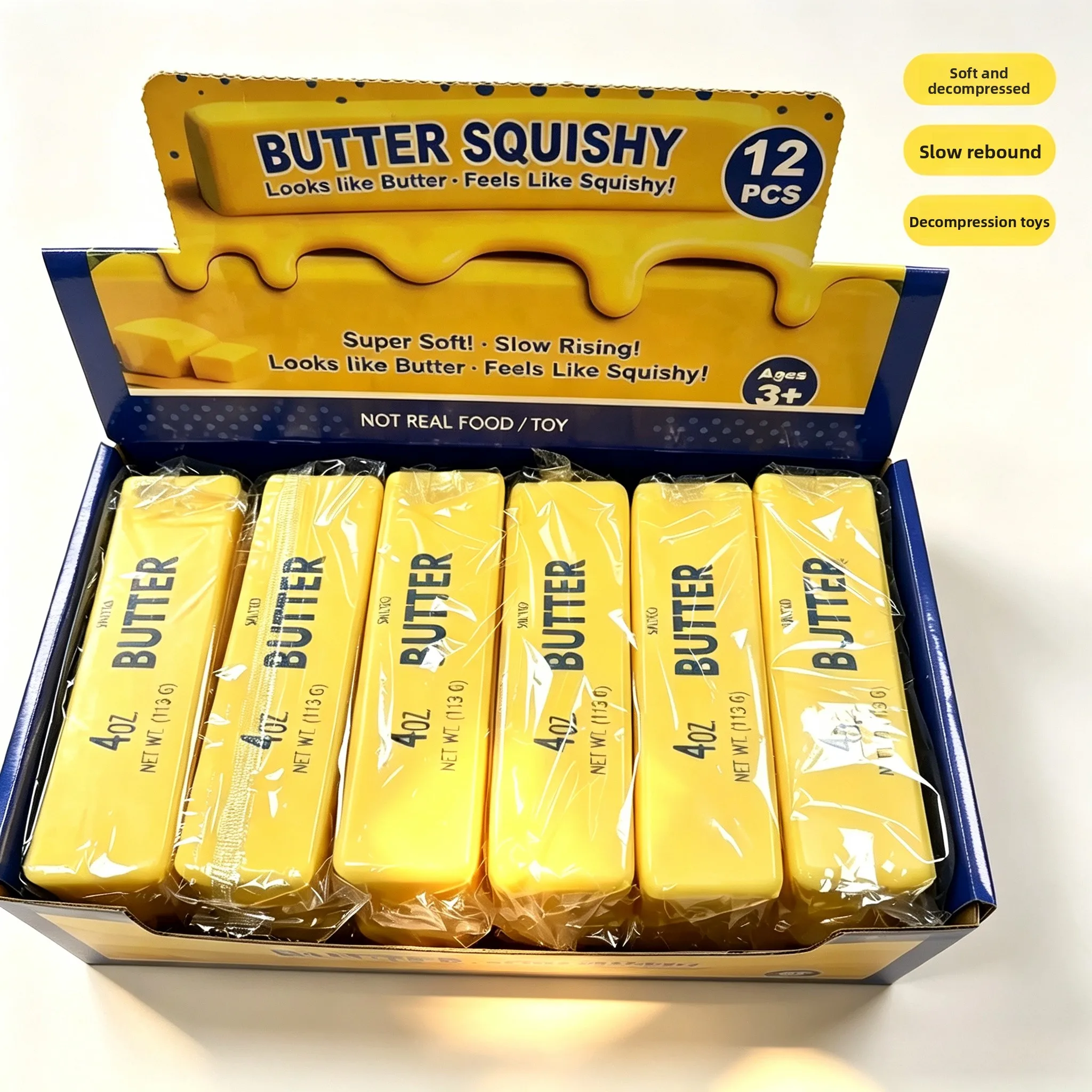 Butter Squishy Pu Slow Rising Squeeze Toy Creative Multicolor Stress Relief Simulated Butter Anxiety Relief Fidget Toy For Adult