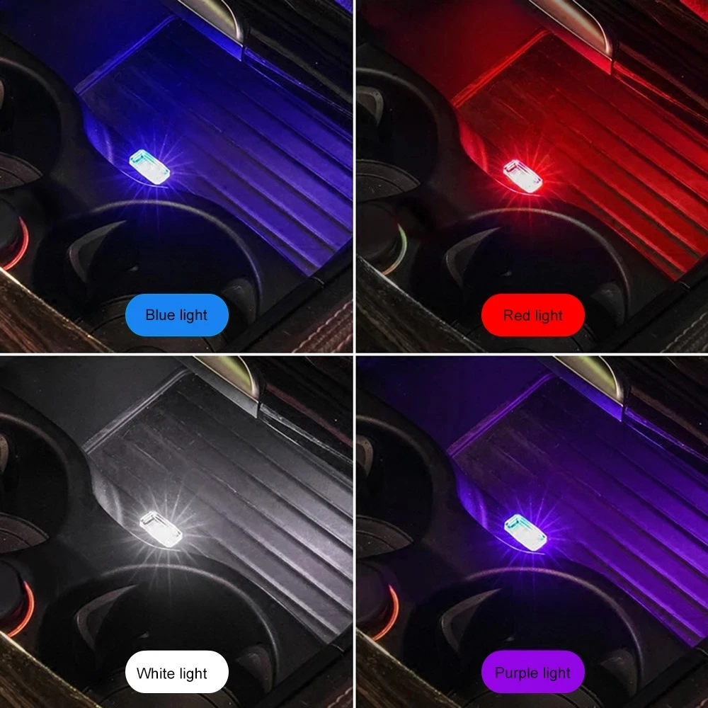 Auto Decoration Lamp Mini USB LED Car Light Red/White/Blue/Purple Interior Atmosphere Decorative Light for Car Laptop Computer