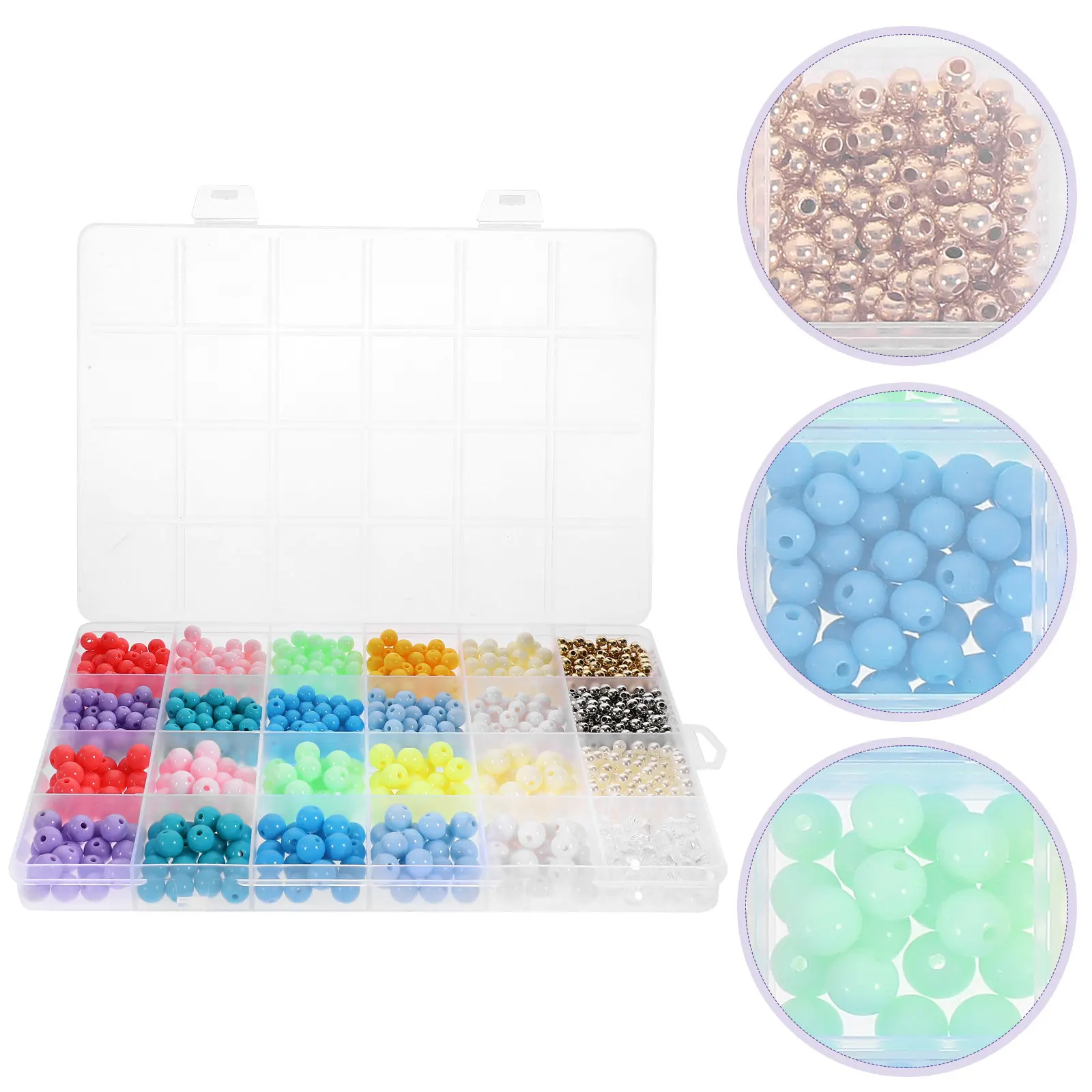 

1 Box Of Acrylic Loose For Diy Jewelry Making Craft Supplies Round Beads Bulk For Bracelet Necklace Hair Accessory Decorative