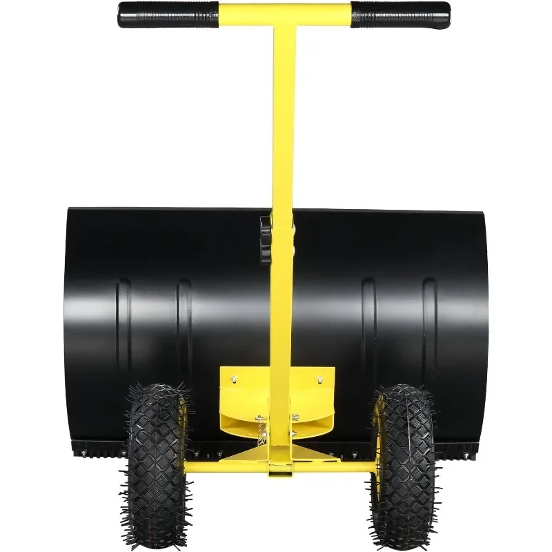 Outvita Snow Shovel with Wheels, Height Adjustable Padded Handle  Driveway or Pavement Yellow