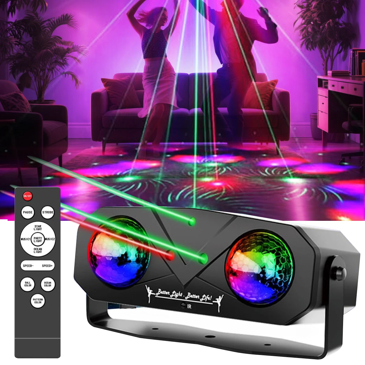 

Вечерние диско-шар Dj Disco Light, стробоскоп, танцевальный звук, активированный с дистанционным управлением, сценический Rave Light, проектор Ocean Star для клуба