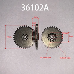 19mm Metal Duplicate Gear 10 Tooth 0.6M / 36 Teeth 0.5 Modulus Inner Hole 2mm Reduction Gears