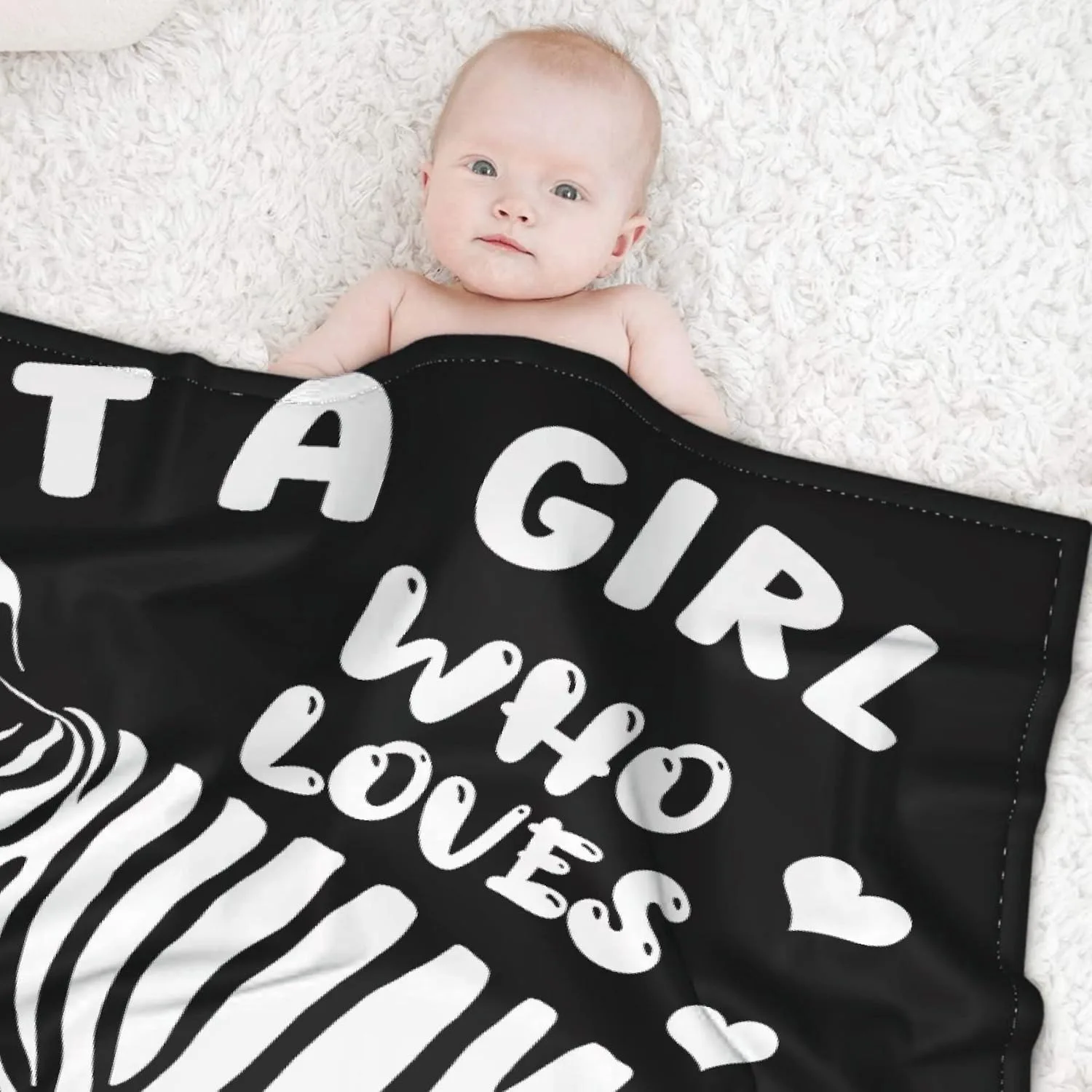 girl who loves zebras Flannel printed blanket suitable for all seasons suitable for living room office sofa and travel