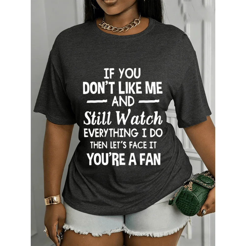 Women Crew Neck Short Sleeve T‑Shirt Funny You Are A Fan Quote Graphic Print Casual Sassy Trendy Everyday Basic Tee Top
