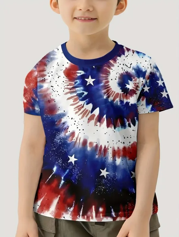 

American Flag Eagle T-Shirt For Boys Kids Clothes Children's Boy's Clothing Tops Top Shirts Short Sleeve Real Madrid Shirt 2024