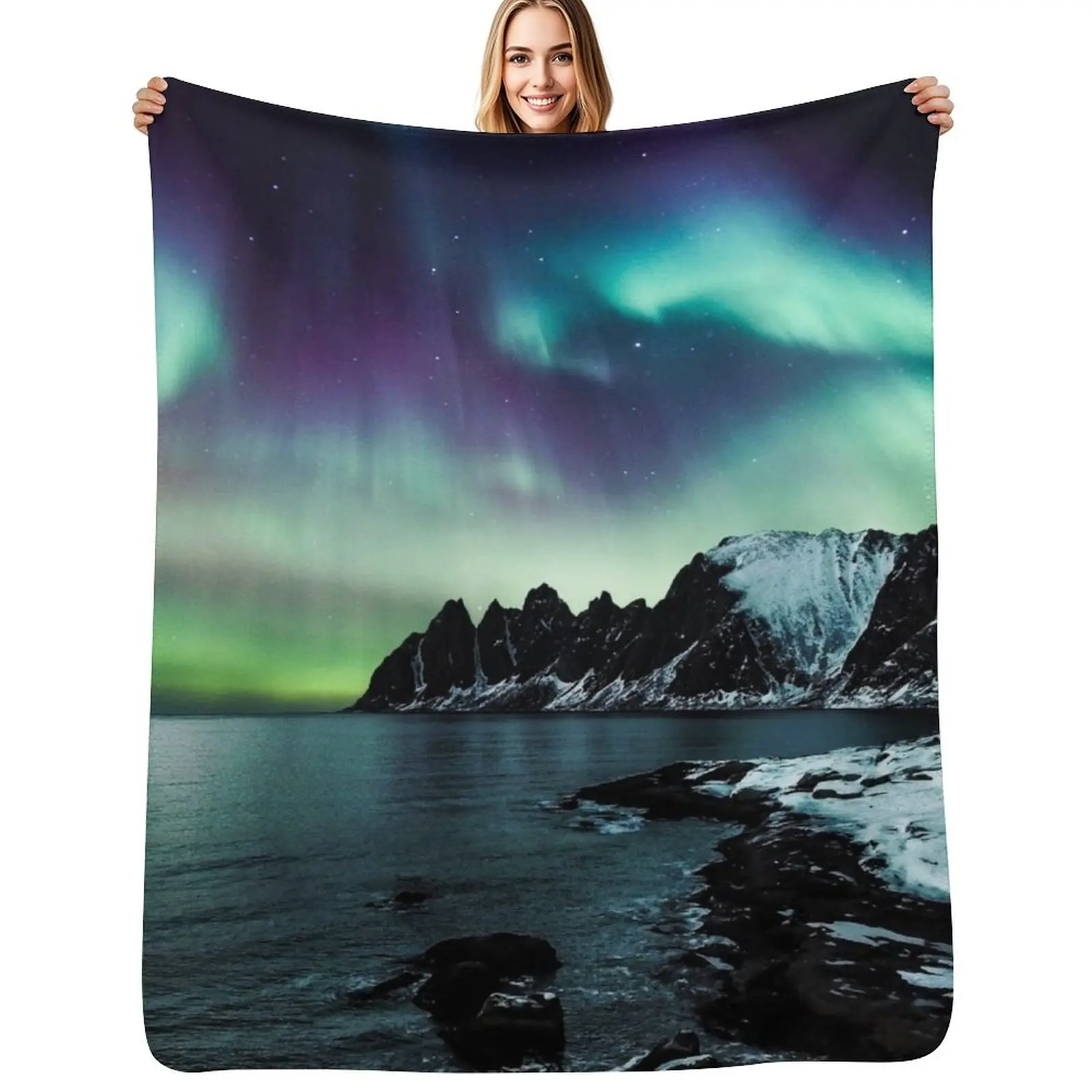 

Northern Lights III Throw Blanket Elegant Warm Throw Blanket for Hotel Home