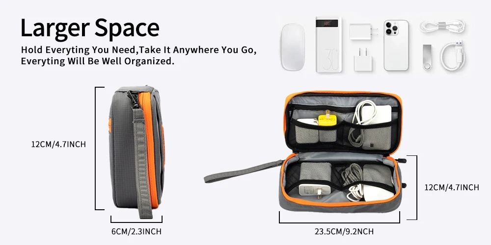 Travel Essentials Kabel-Organizer-Tasche – Kleine Aufbewahrung von Ladekabeln, Ladegeräten, Kabeln, Kabel-Aufbewahrung und Zubehörtasche – Detail 3
