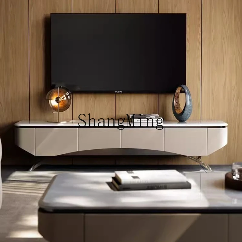 

SM natural luxury stone coffee table TV cabinet light luxury floor cabinet living room advanced acrylic TV cabinet combination