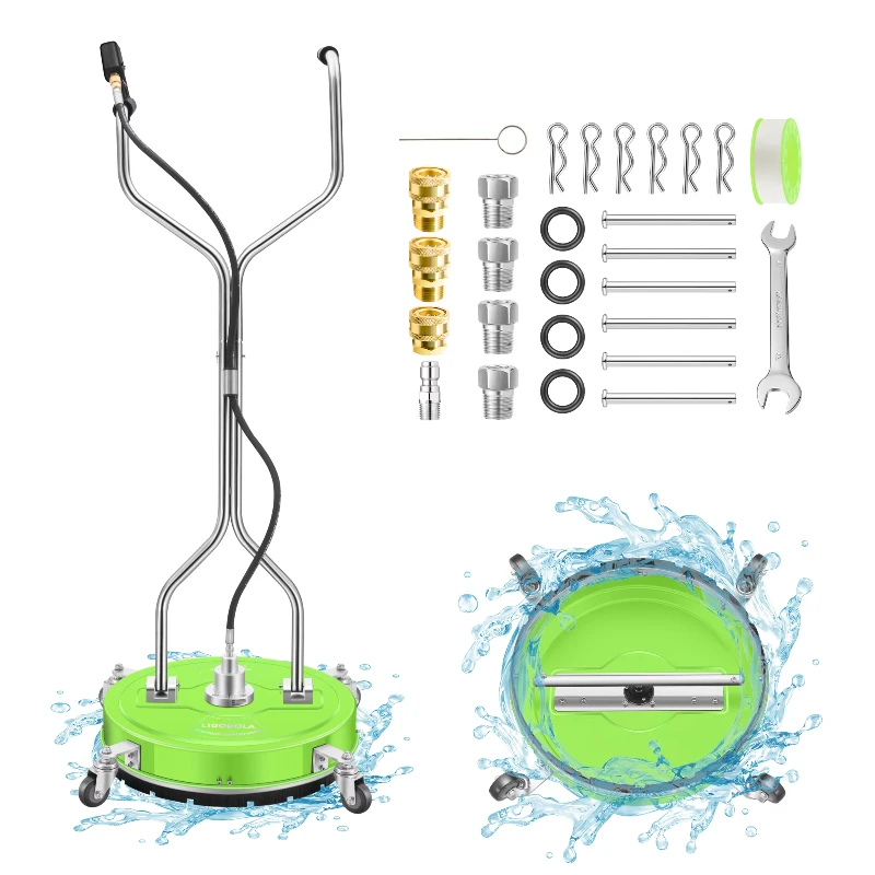 20 Pressure Surface Cleaner with 4 Wheels - Dual Handle Stainless Steel