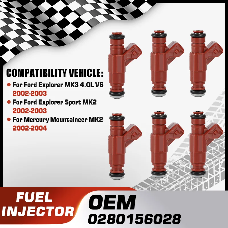 

Car Fuel Injectors Nozzle For Ford Explorer MK3 Ford Explorer Sport Mercury Mountaineer MK2 0280156028 1AMFI00094 1L2Z-9F593-CA