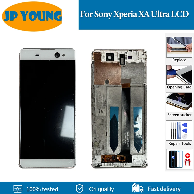 Tela LCD de 6.0 polegadas para Sony Xperia XA Ultra F3211 F3212 F3215 F3216 F3213 com Digitalizador e Aro para Sony C6 Touch Screen
