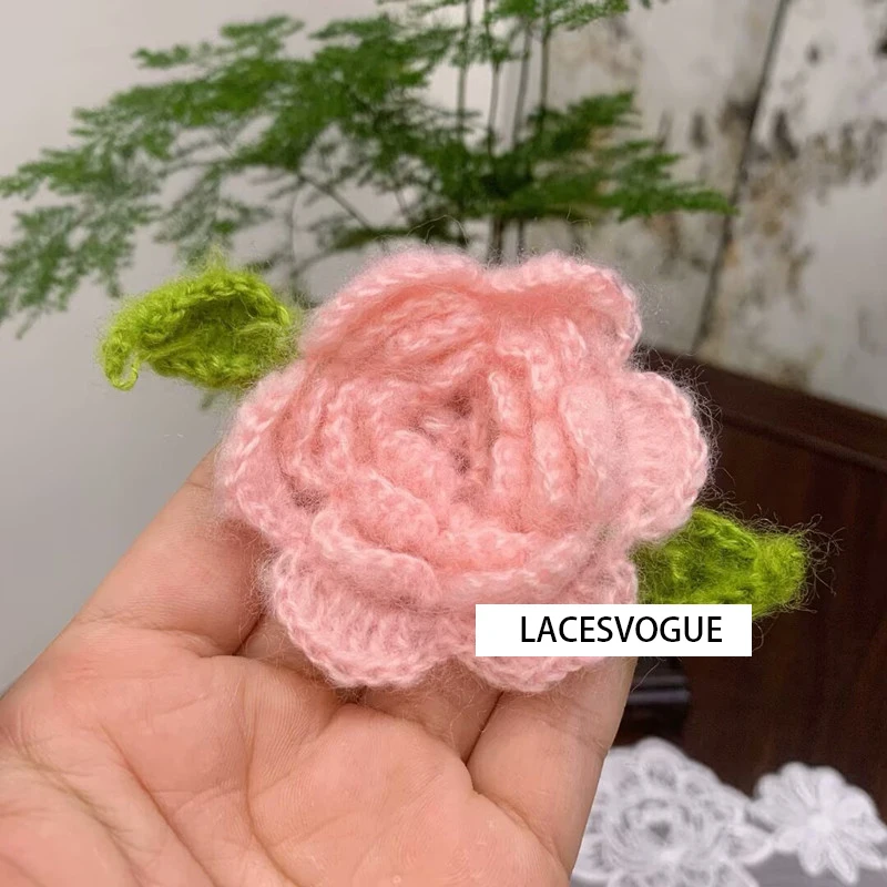 4PCS Handmade Yarn Crochet Knitted Flower Applique, DIY Patchwork, Needlework Sewing Accessories, Cloth paste