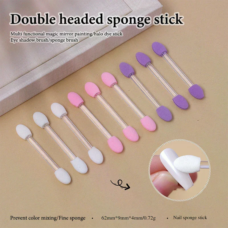 10 szt. Pędzle do cieni do powiek, profesjonalne aplikatory z gąbką do makijażu, dwustronne pędzle kosmetyczne, artykuły do makijażu.