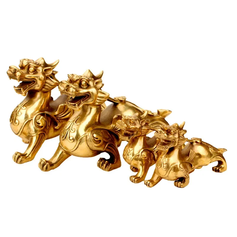 Feng Shui Brass Unicorn Geely Beast Statue