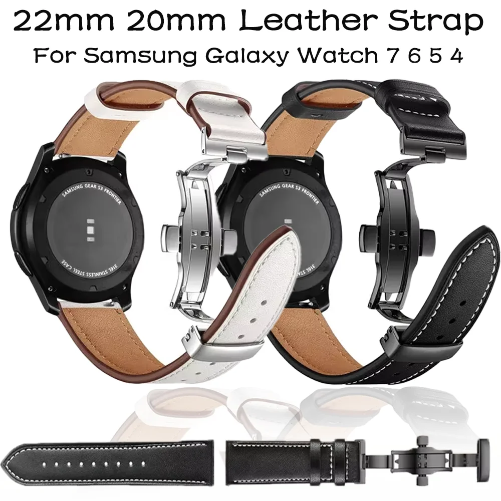 22mm 20mm Leather Strap for Samsung Galaxy Watch 7 6 5 4/Huawei Watch 5 4 GT5-4-3 Comfortable Bracelet for Amazfit GTR/GTS Band