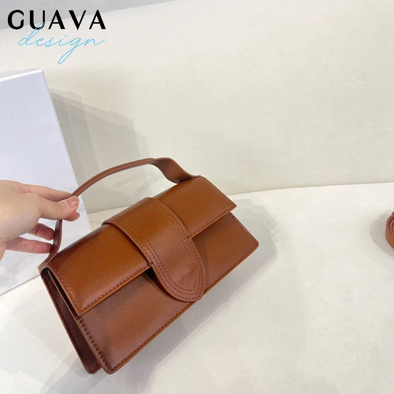 

Fashionable Square Shoulder Bag Handbag Versatile Crossbody Underarm Bag Soft PU Leather Nylon Lining No Zipper Single Strap