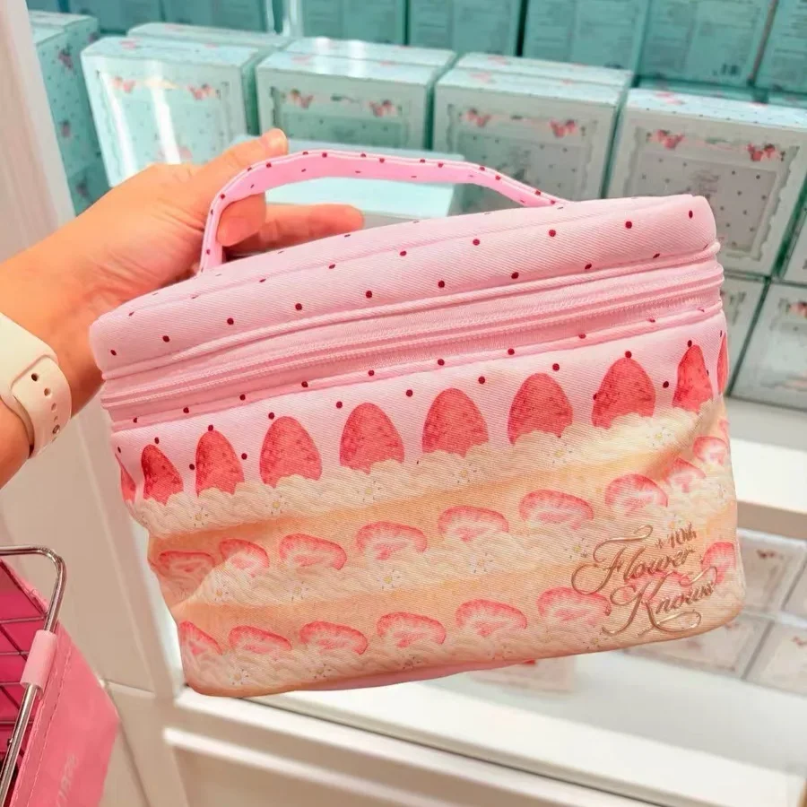 Flower Knows 10th Anniversary Limited Pink Strawberry Cream Cake Makeup Bag