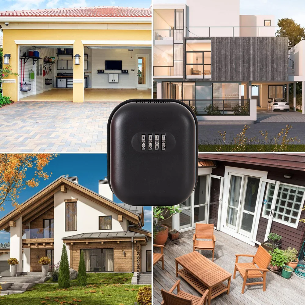 Key Lock Box with Small 4 Digit Combination Wall Mounted Secure Lock Box for House Key Resettable Code Safe Security Box Keys