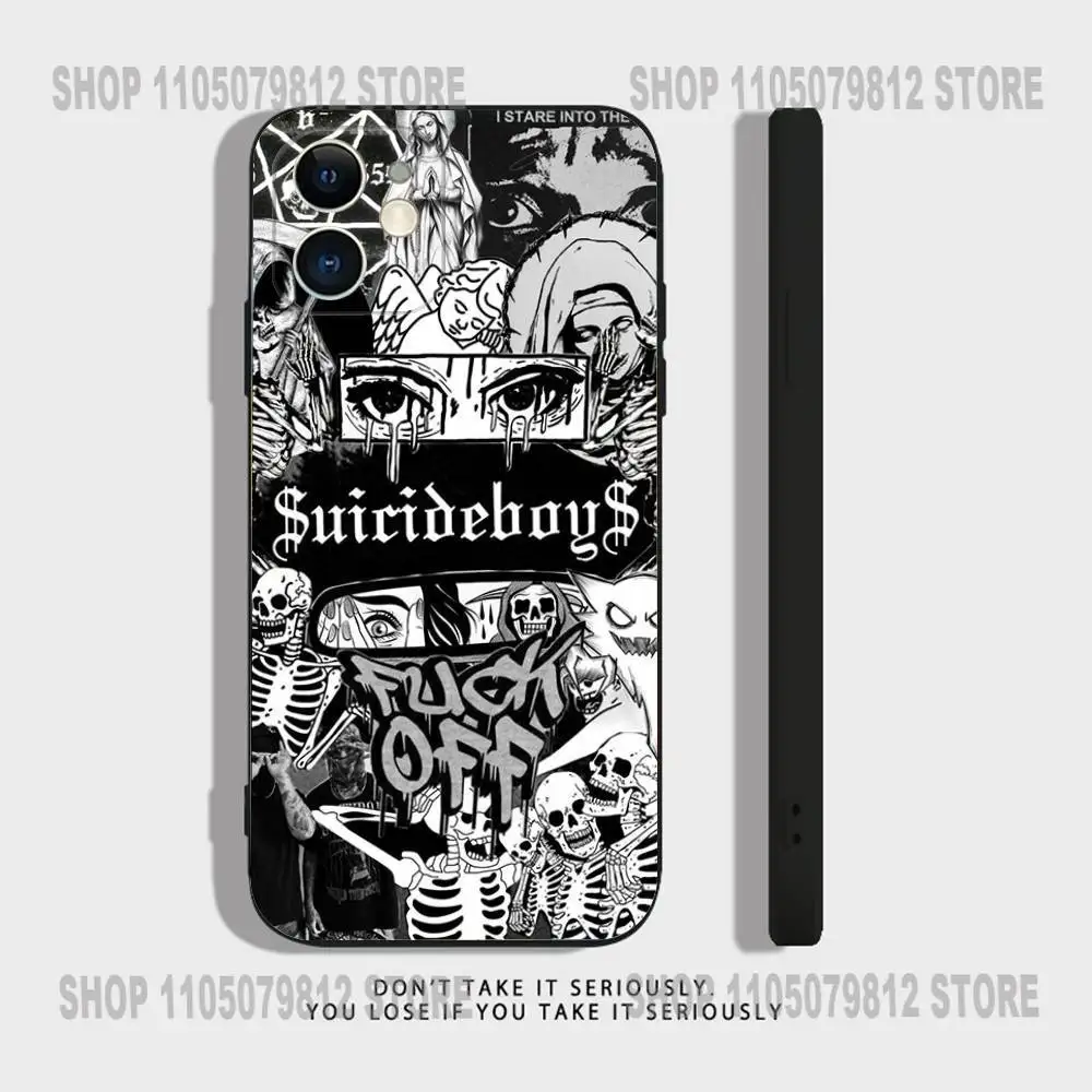 ラップグループ S-Suicideboys-S G59 iPhoneケース iPhone 17,16,15,14,13,12,11,XR,Pro,XS,Max,XR,Plus,Mini対応 シリコン製 ブラック 耐衝撃