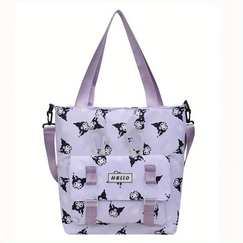 Sanrio Kuromi Canvas Tas Voor Tweeërlei Gebruik Melodie Cinnamoroll Kawaii Cartoon Schoudertas Schattig Casual Accessoire Voor Dagelijks Gebruik