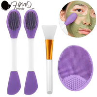 Silicone Face Brush Set Double Head Facial Cleaning Brushes Mud Film Applicator Soft Nose Blackhead Remover Beauty Skin Care