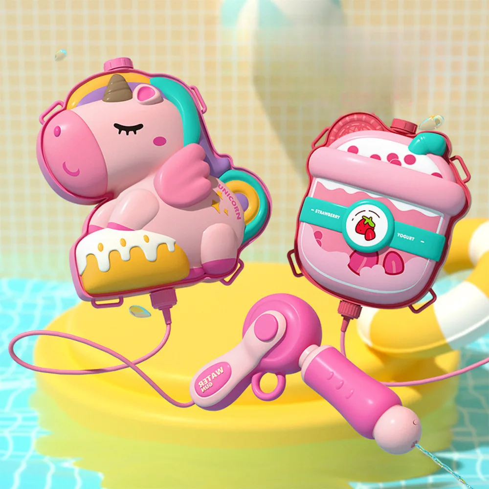 กระเป๋าเป้สะพายหลังการ์ตูน Water Blaster สําหรับเด็กสายรัดดึงสเปรย์ของเล่นกลางแจ้งฤดูร้อนน้ําสนุกชายหญิง Splash Shooter