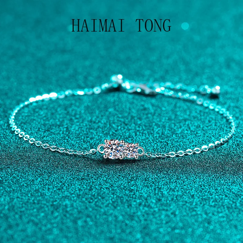 

HAIMAITONG PT950 платиновый полный браслет из муассанита женский изысканный простой маленький ювелирный браслет на каждый день универсальный пригородный модныйValent