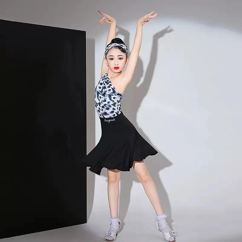 Kids Dresses for Girls Latin Dance Dress Short Sleeve Ballroom Competition Practice Solid Tango Stage Performance Costumes