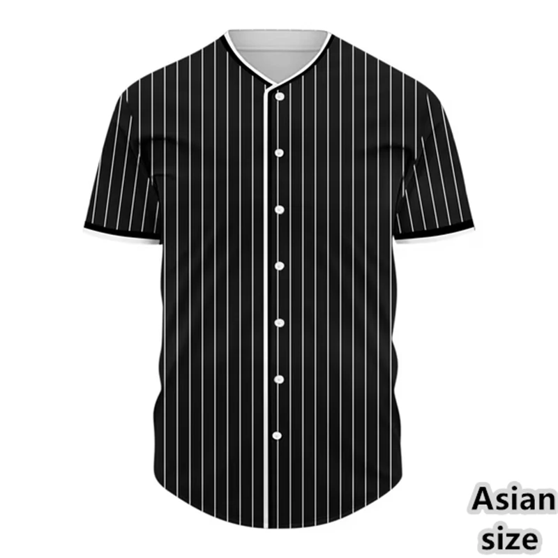 

Men's Baseball Jerseys 3D Print Stripe Pattern Athletic Baseball Fans Shirts Practice Sports Uniform Tops Fashion Sport Y2k Tops