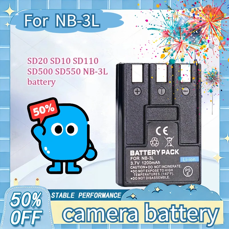 

1100mAh 3.7v Suitable for Canon POWERSHOT SD20 SD10 SD110 SD500 SD550 NB-3 Convenient Long Endurance Digital Battery