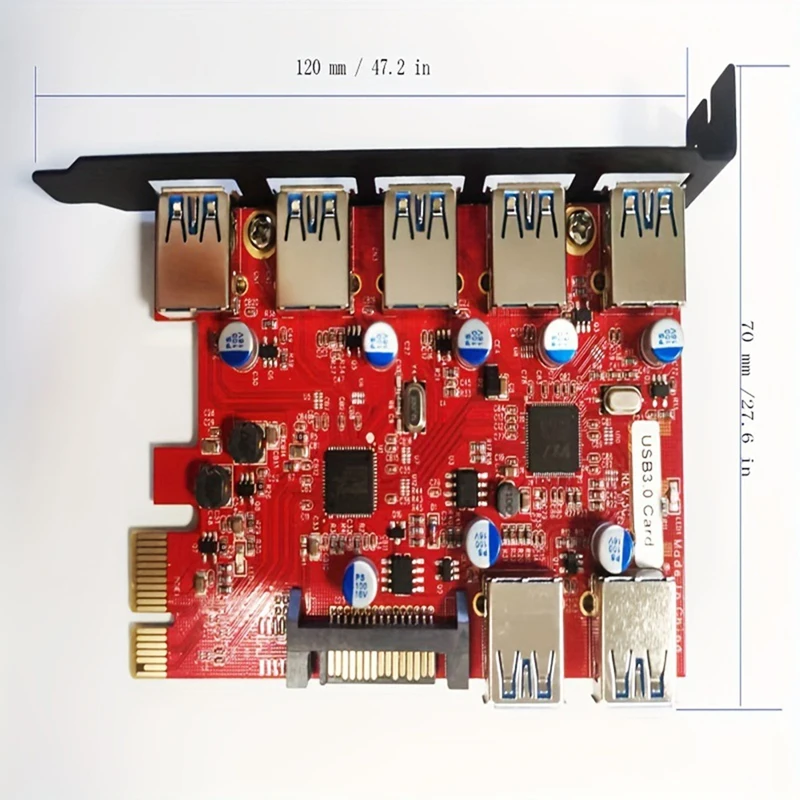 PCI-E To Type-C (2),Type-A (5) USB 3.0 5-Port PCI Express Expansion Card,Pcie USB 3.0 Fast Charging Card Expansion Card